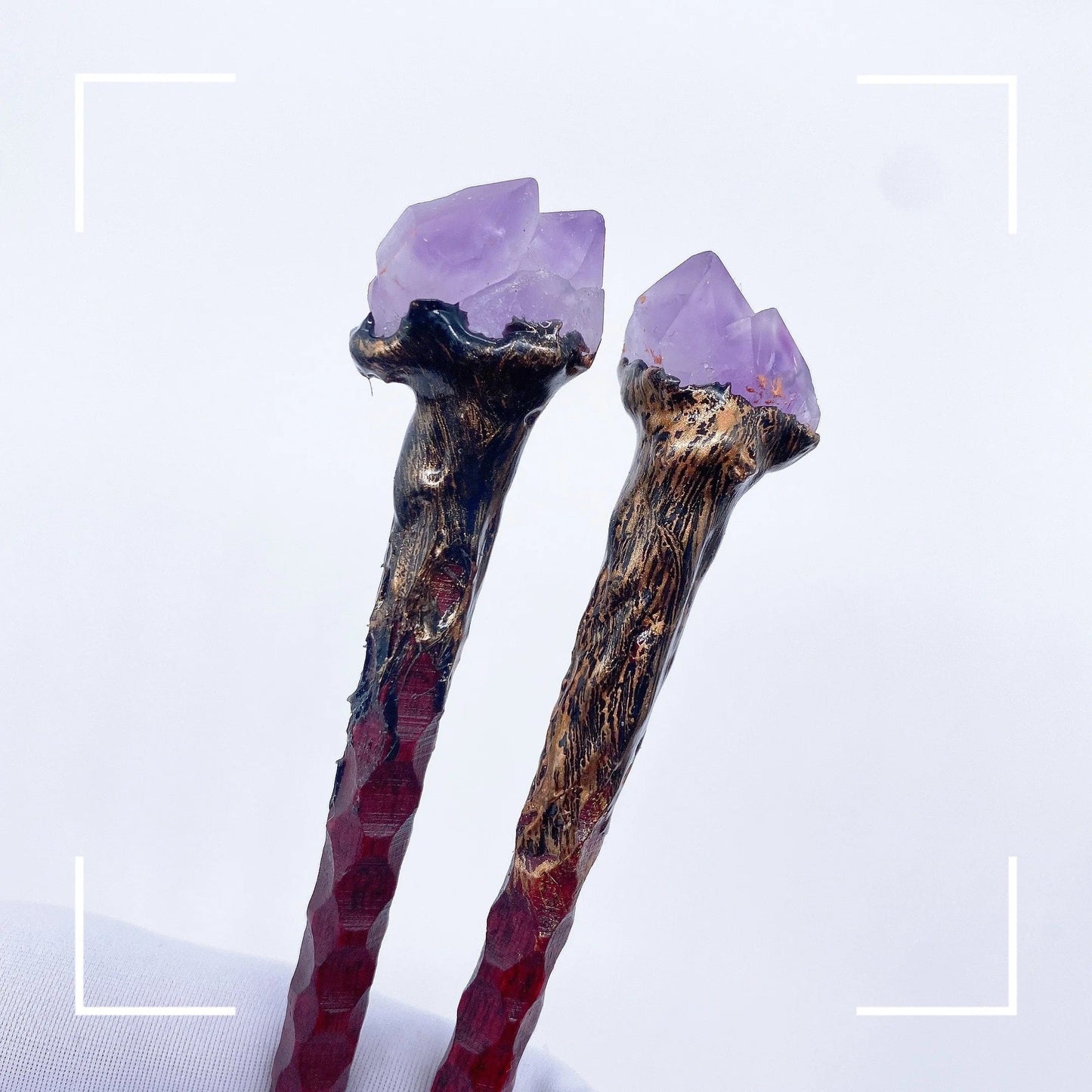 19CM Natural Amethyst Flower Crystal Magic Stick Wand