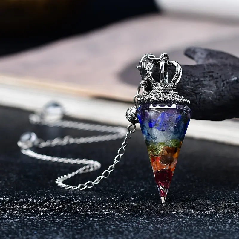 7 Chakra Healing Crystals Pendulum Divination Quartz Natural Stone