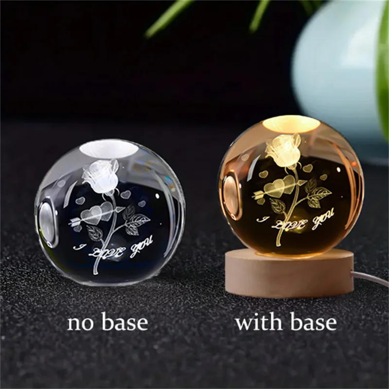 6cm 3D Crystal Ball Laser Carving Solar System Globe