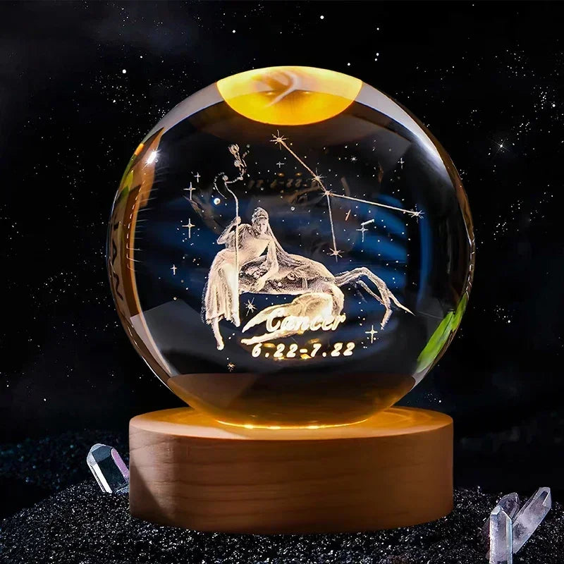 6cm 3D Crystal Ball Glass Craft Decoration 12 Constellation