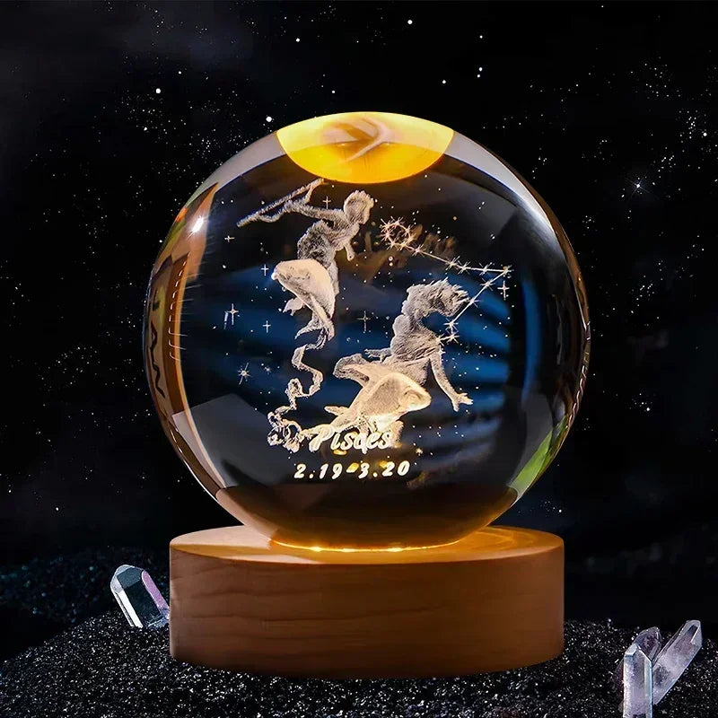 6cm 3D Crystal Ball Glass Craft Decoration 12 Constellation