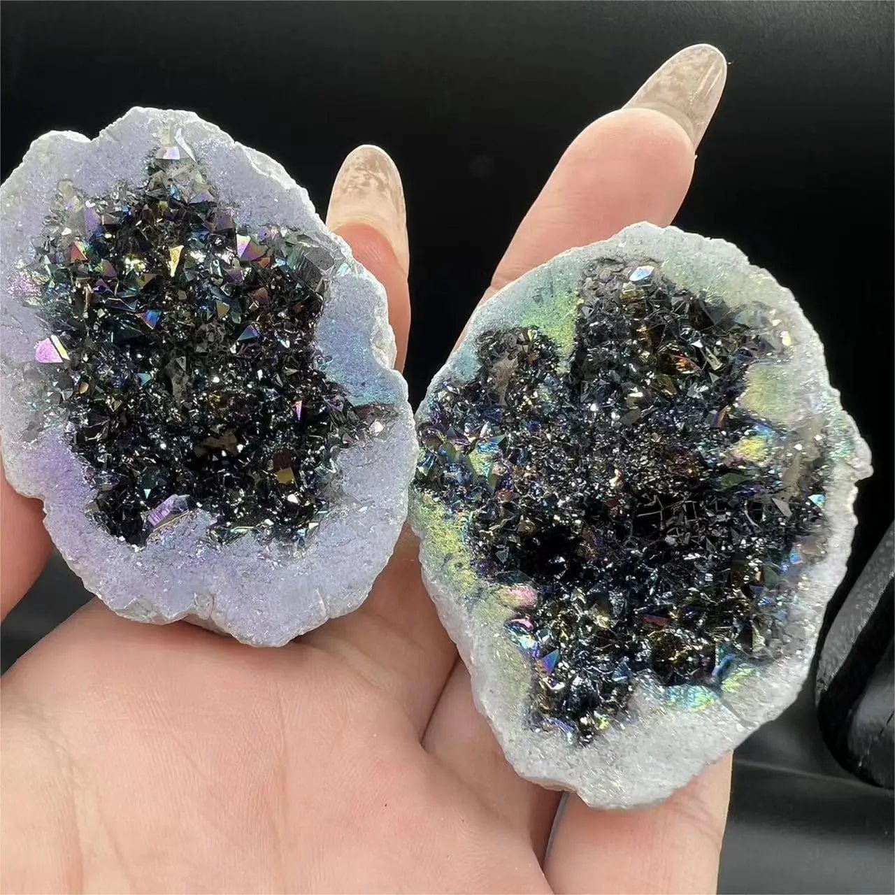 1PC Natural Agate Plated/Electroplated Cornucopia Crystal Cave Raw Stone