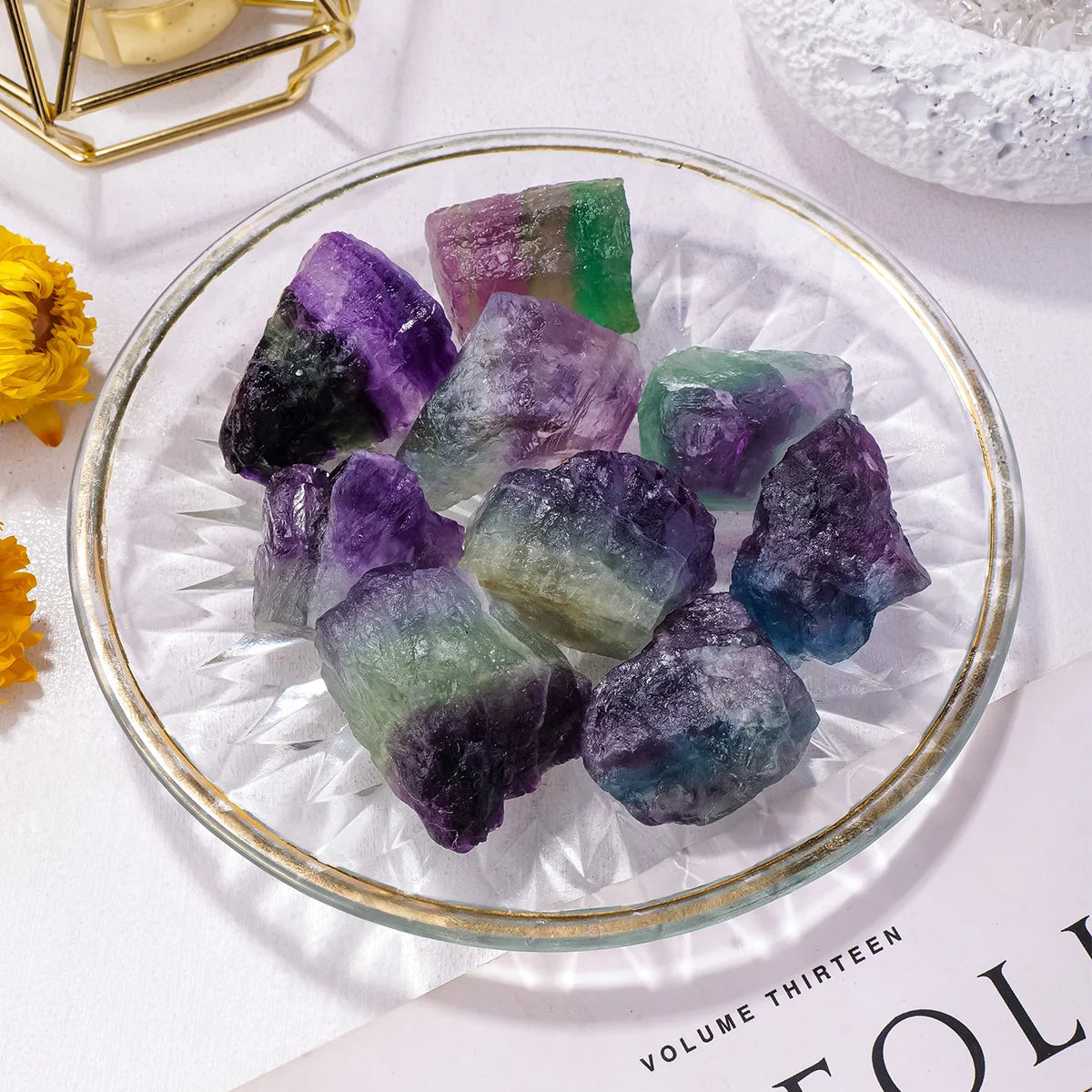 50g/bag Natural Raw Rainbow Fluorite Crystal Rough Stone