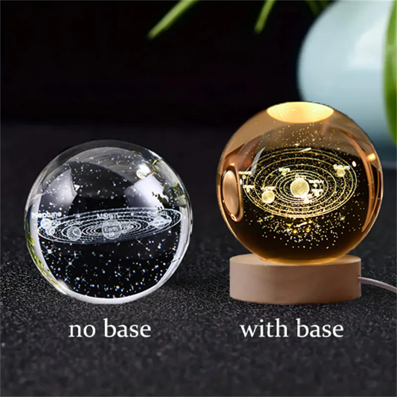 6cm 3D Crystal Ball Laser Carving Solar System Globe