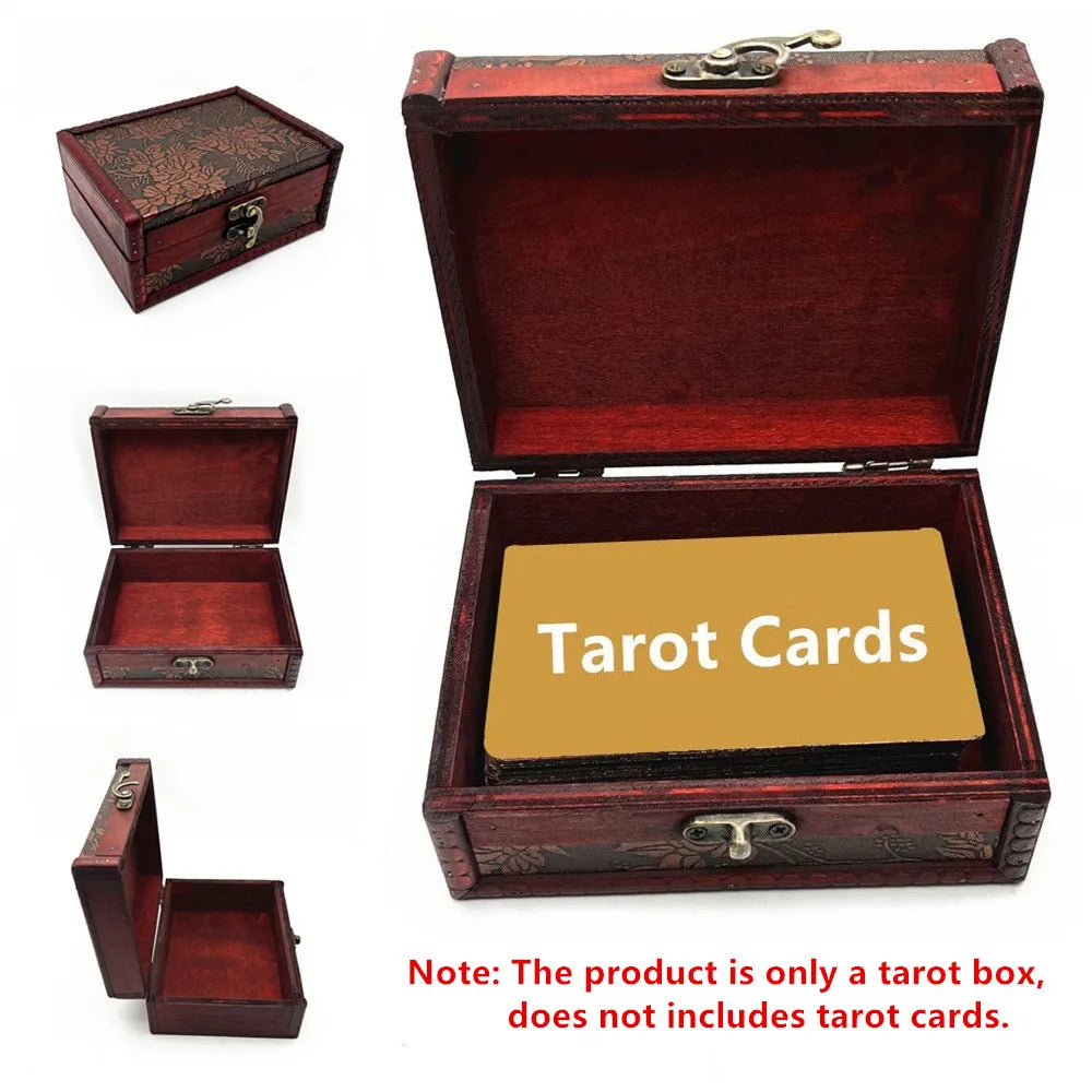 Wooden Tarot Cards Box Astrology Witch Divination Case Storage