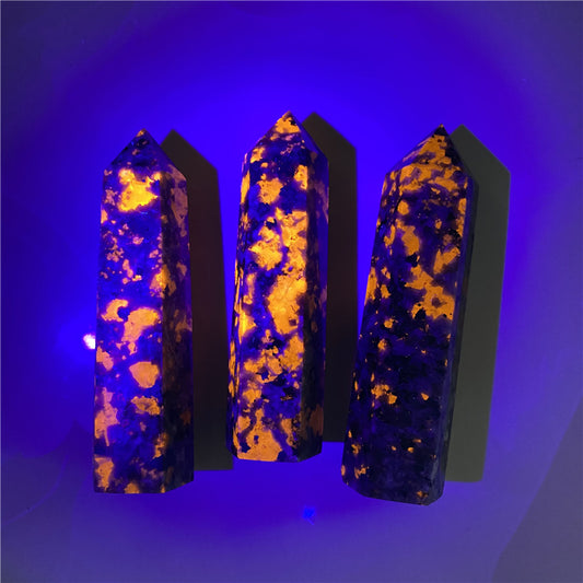 Natural Flame Stone Crystal Column Purple Fluorescent Fangna Stone