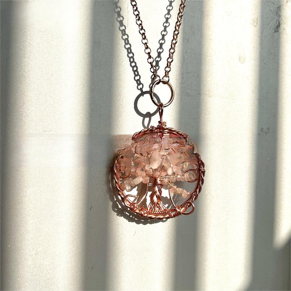 Crushed Stone Crystal Winding Pendant Necklace